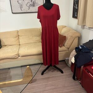 Chic Red Midi Dress for Women